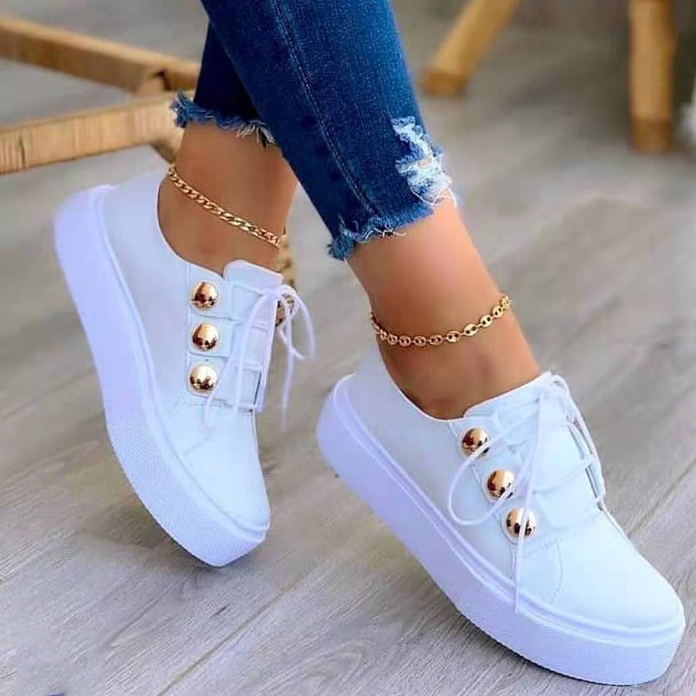 Platform Shoes For Women 2021 White Round Head Causal Sports Tennis  Sneakers Women Kawaii Lolita Des | Shopee Philippines