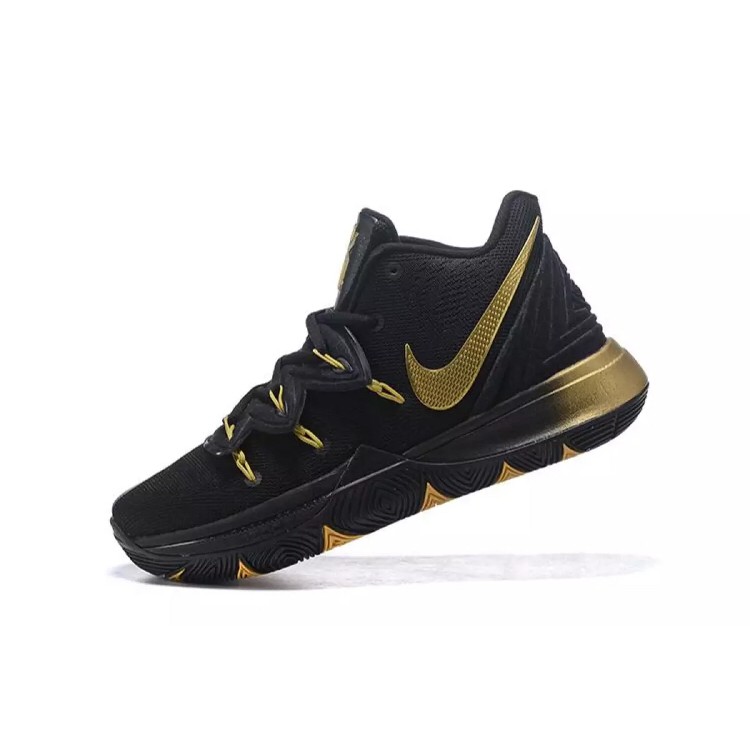 kyrie shoes black and gold