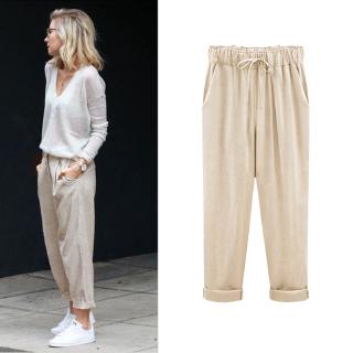 women's plus size drawstring linen pants