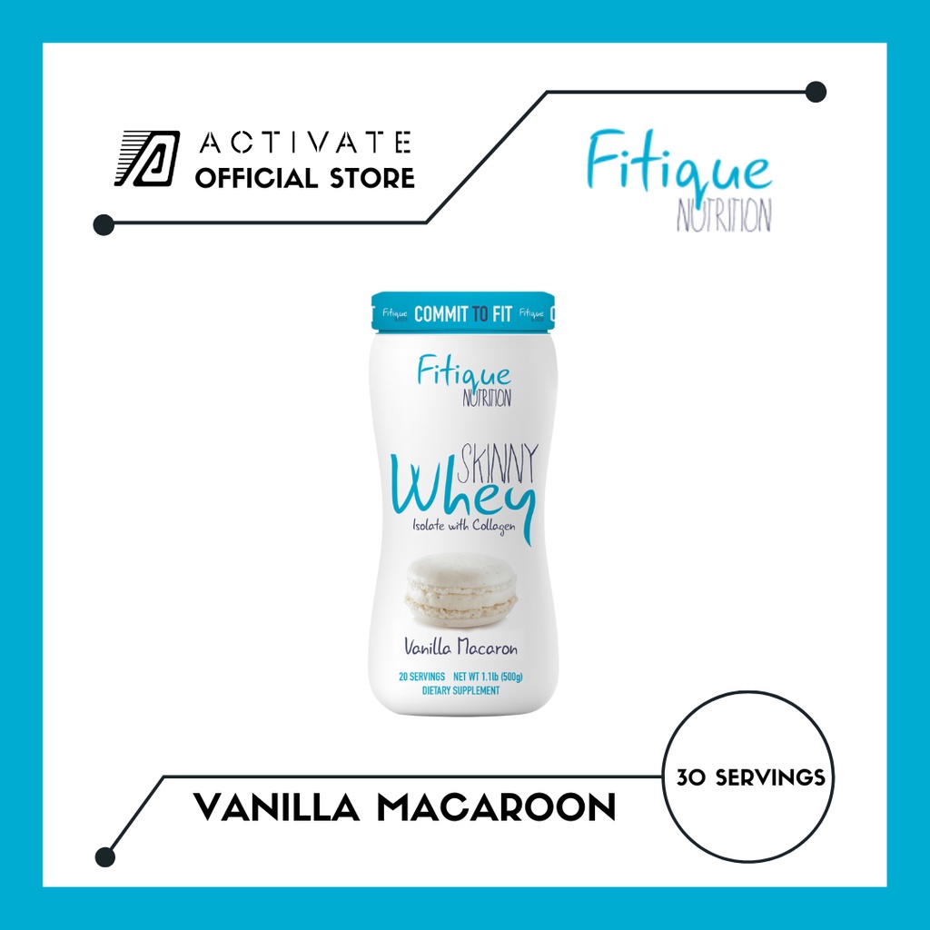 Skinny Whey by Fitique Nutrition-  only 90 calories per serving, 20g of protein per serving!