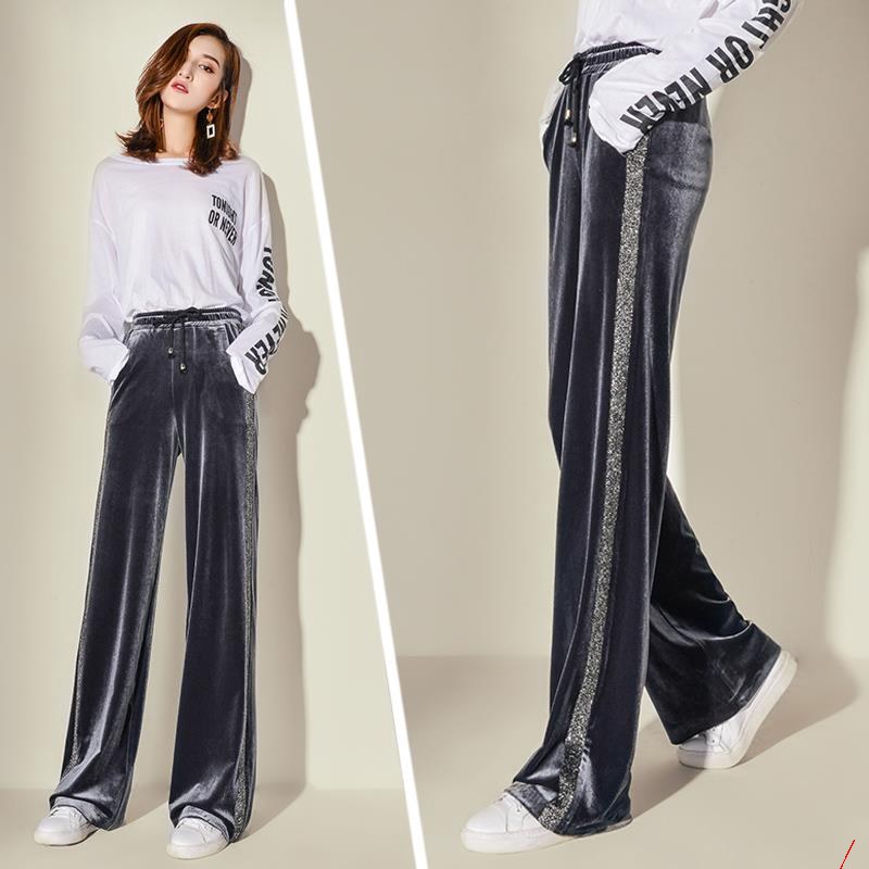 velvet straight leg pants