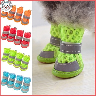 4pcs Breathable Mesh Pet Shoes Anti Slip Dog Shoes Dog Summer Shoes