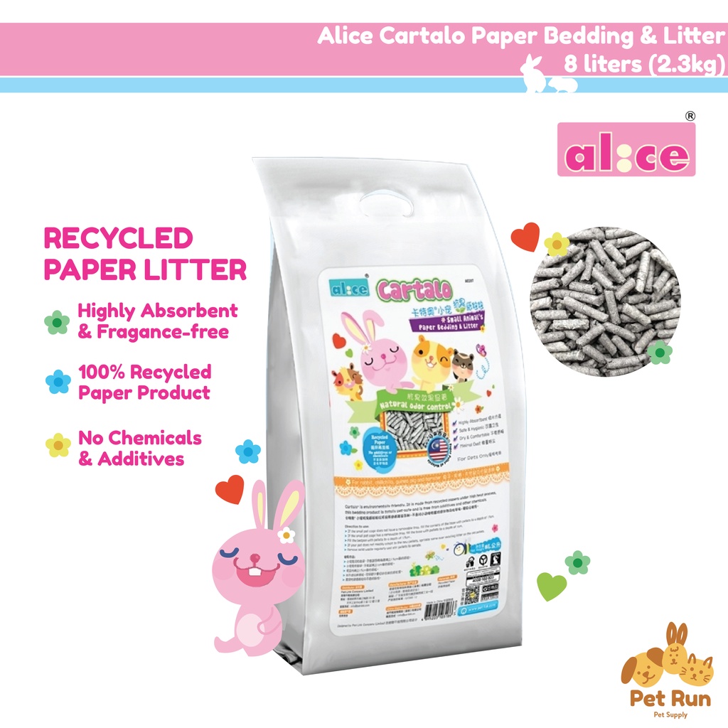 Alice Cartalo Recycled Paper Litter for Rabbits, Guinea Pigs, Hamsters