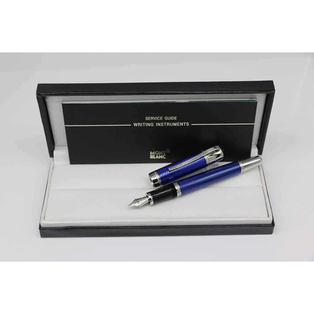 Montblanc Jules Verne Fountain pen Blue ocean with silver trim writing stationery with Number
