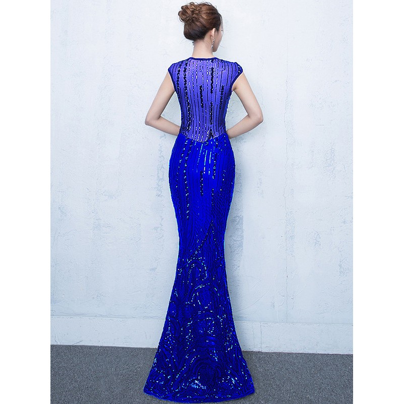 blue long evening gown