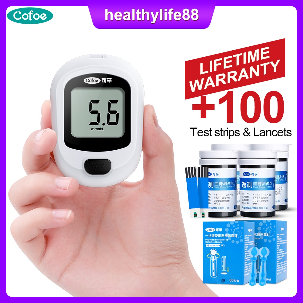 Cofoe Blood Glucose Meter with 100pcs Strips and Iancets