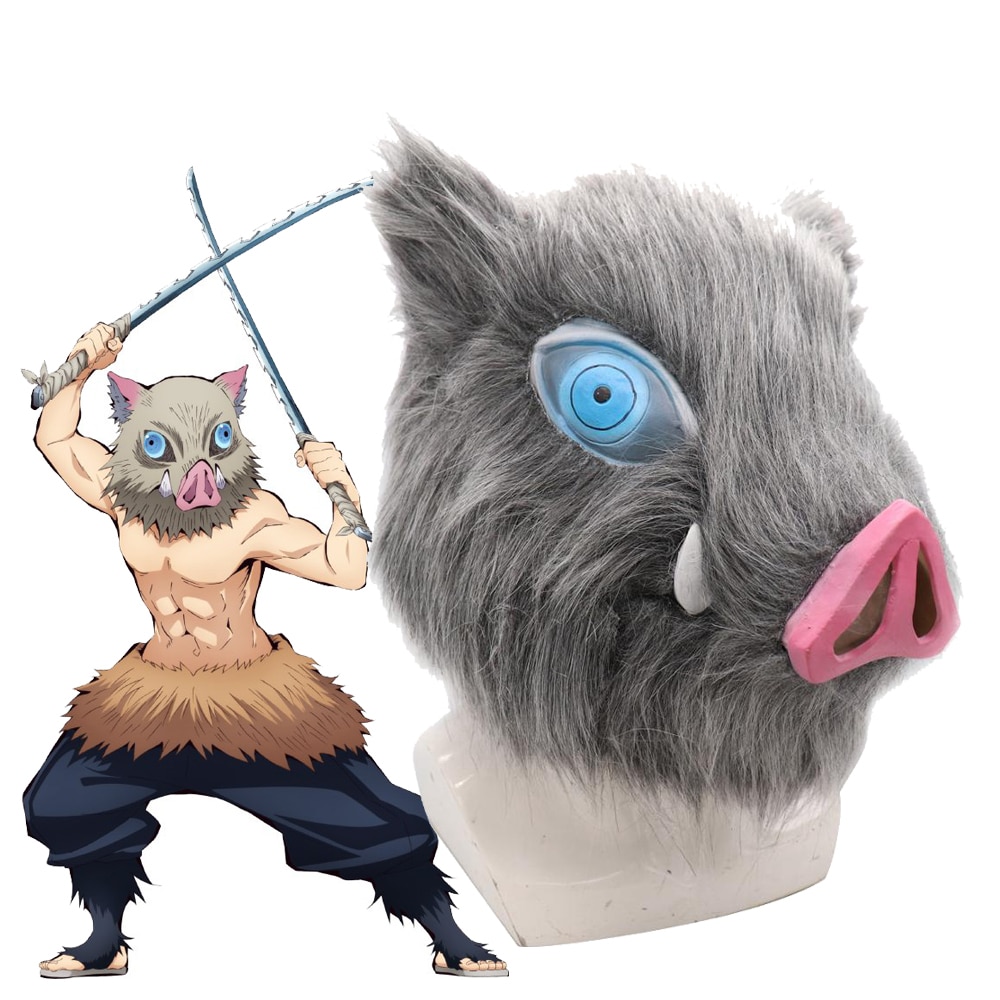 Hashibira Inosuke Cosplay Mask Wild Boar Head Latex Helmet Demon Slayer Kimetsu No Yaiba Pig Mask Halloween Cosplay Prop Shopee Philippines