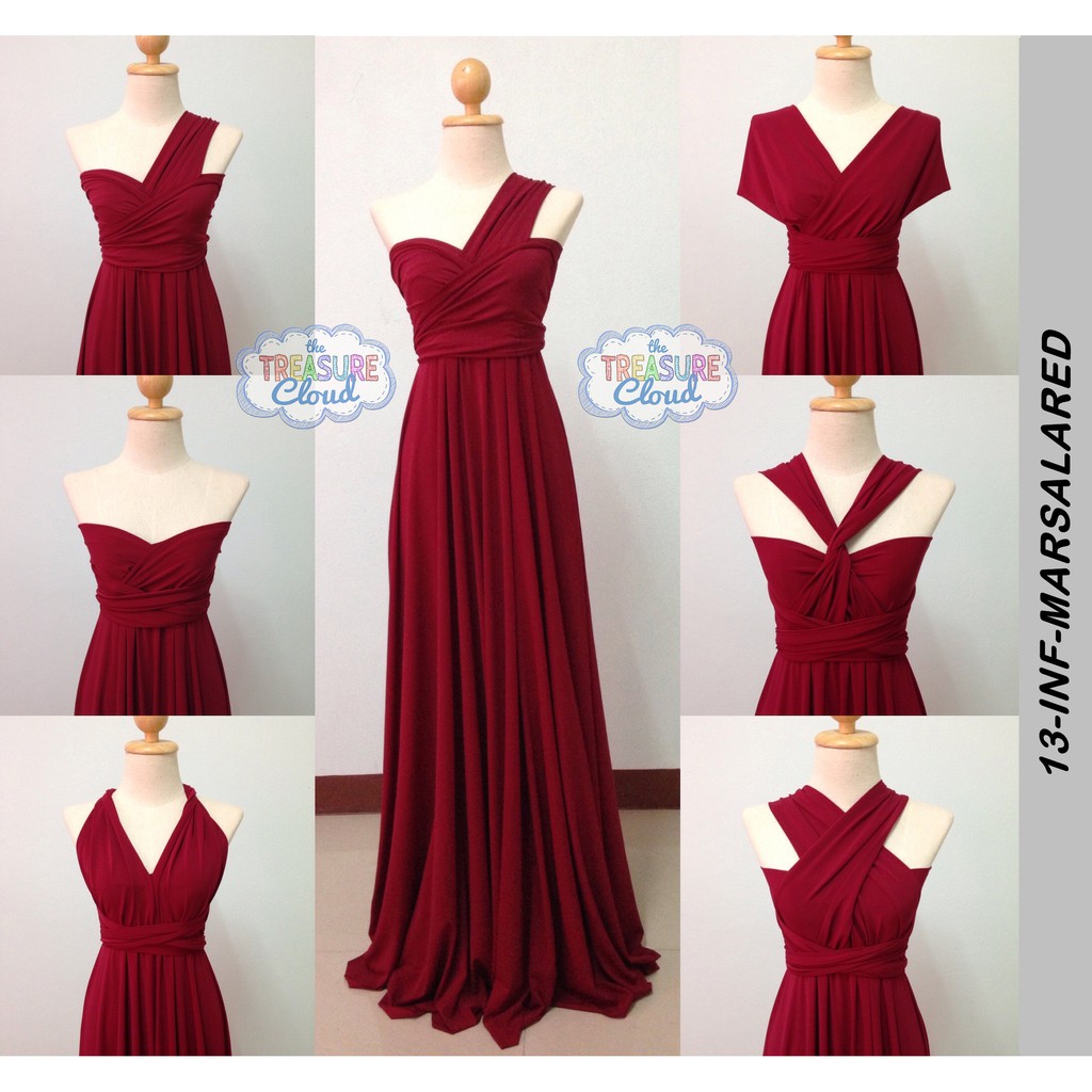 red maroon infinity dress