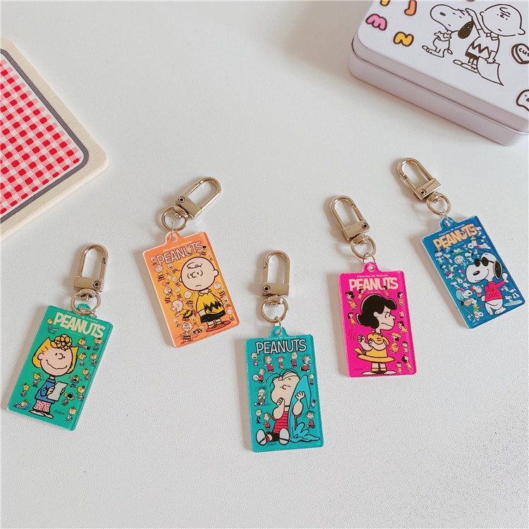 Korean ins Same Style Snoopy Charlie Lucy Keychain Cute airpods Pendant Cartoon Fork Acrylic