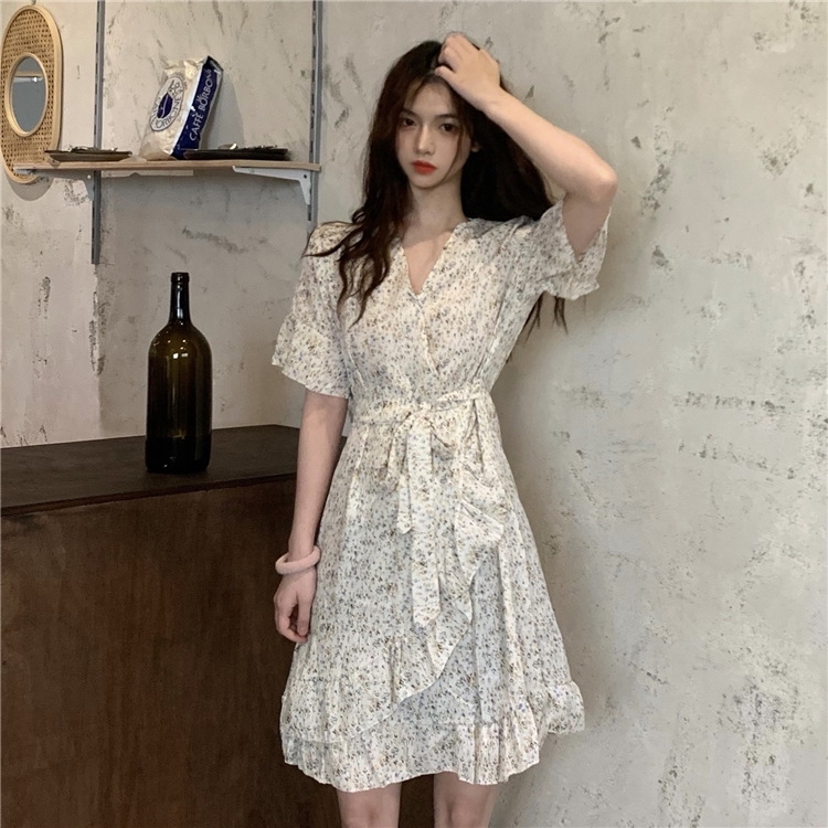 Dress Floral Dress One Piece Dresses Korean Waist Thin Floral Shopee Philippines