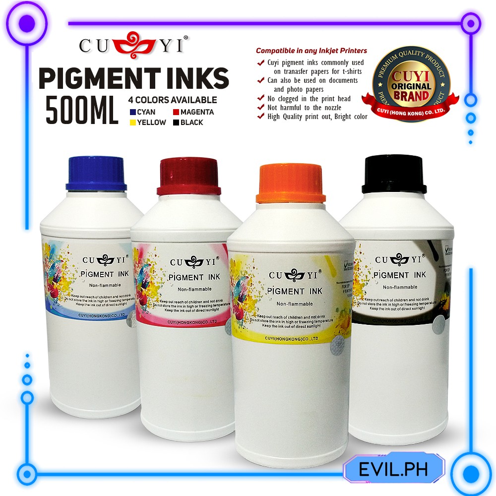 CUYI Pigment Ink 500ML (4 colors) | Shopee Philippines