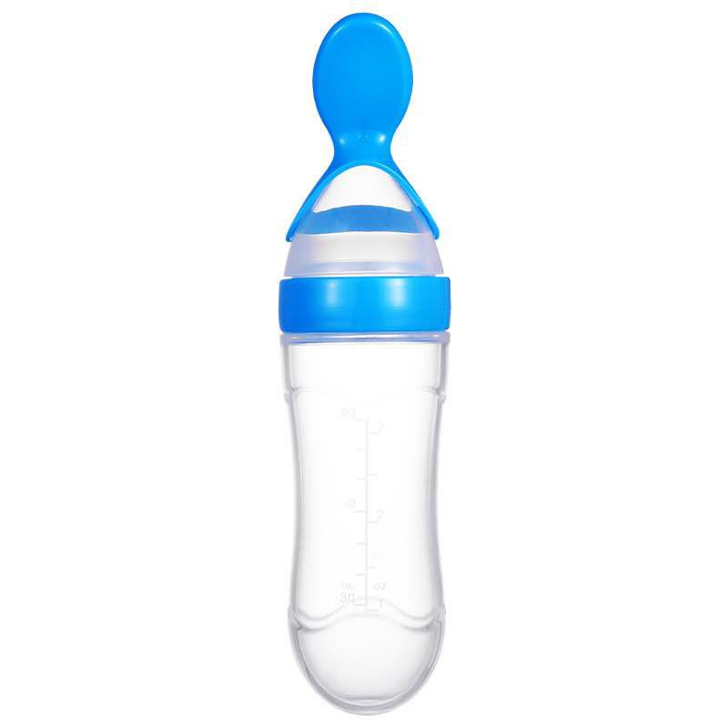 90ml Infant Baby Kids Silicone Feeding With Spoon Feeder Food Rice