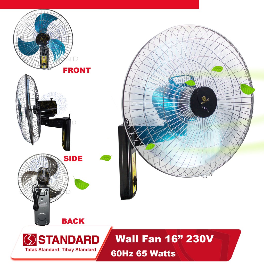 Standard Electric Fan Wall Fan 16 inches (Metal Fan Blade) - Yellow ...