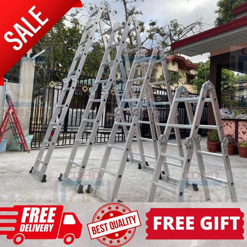aluminum foldable ladder 16FT / 16 steps 4x4 ladder aluminum Shopee Philippines