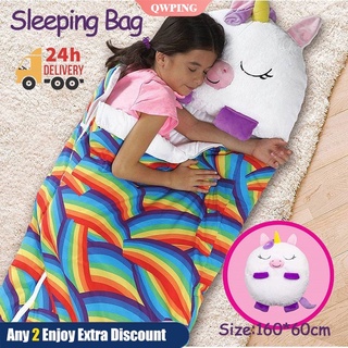 2 IN 1 Cartoon Animal Nap Pillow 3-6yrs Fun Sleeping Bag Surprise White Unicorn beautgreen Kids Play Pillow and Sleeping Bag 