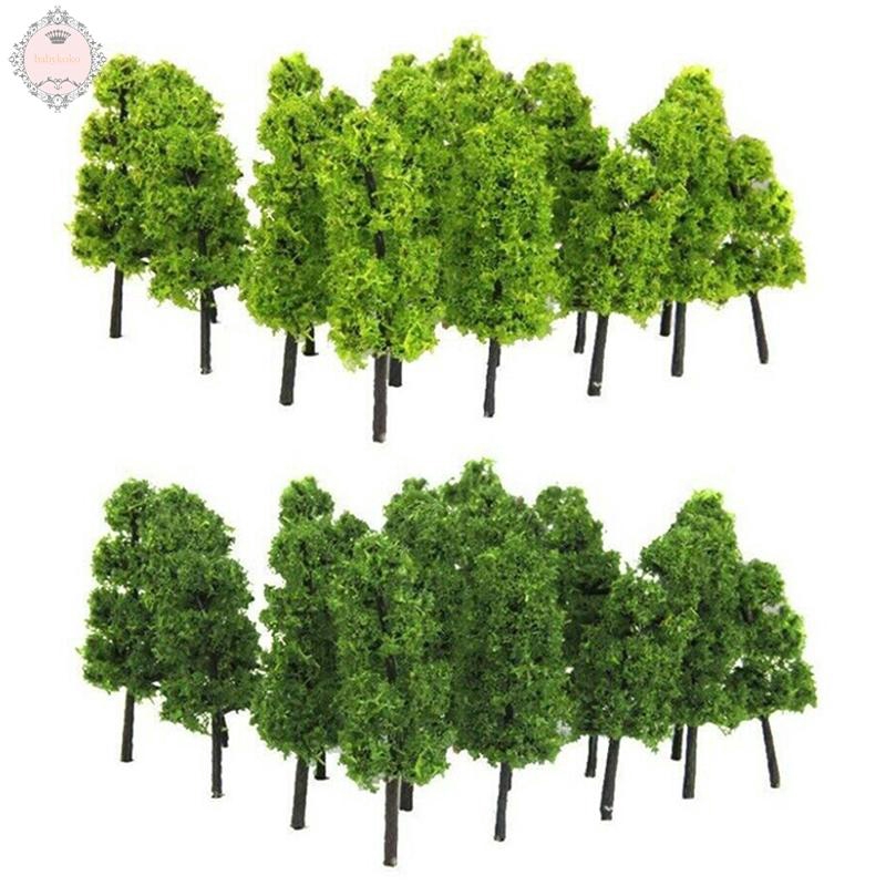 10Pcs Green Model Trees 8cm Scale 1:100-1:150 Wargame Scenery Park Street