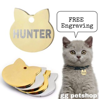 Cat Face ID Pet tag Laser Engraved Stainless Steel