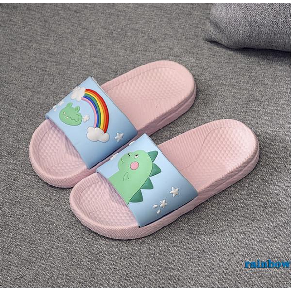 rainbow dinosaur slippers