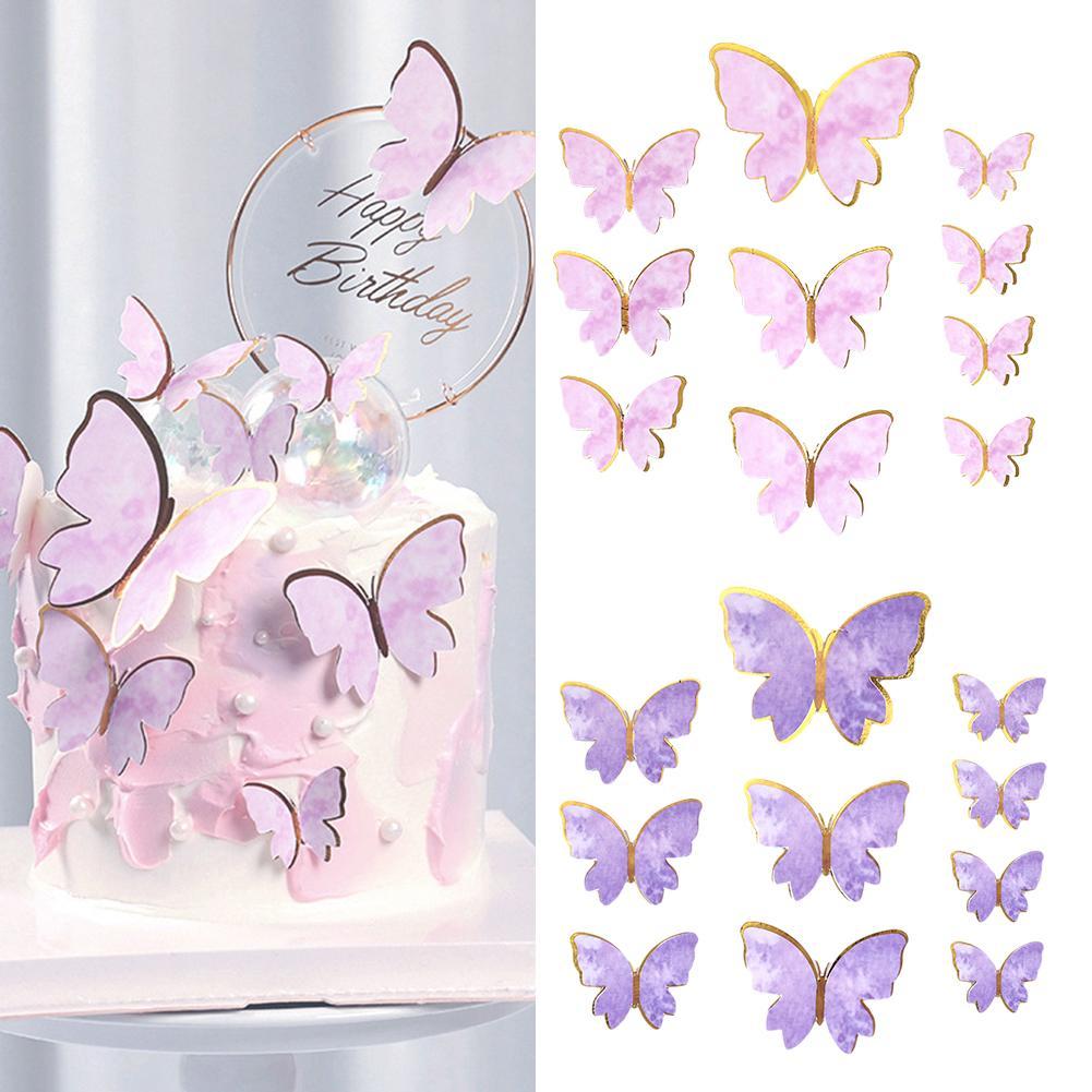 Happy Birthday Cake Toppers Cake Decoration Handmade Painted Butterfly