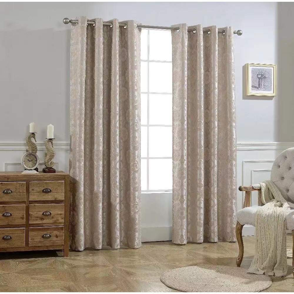 2pcs Jacquard, Rod Pocket Curtain with Privacy Lining for Living Room