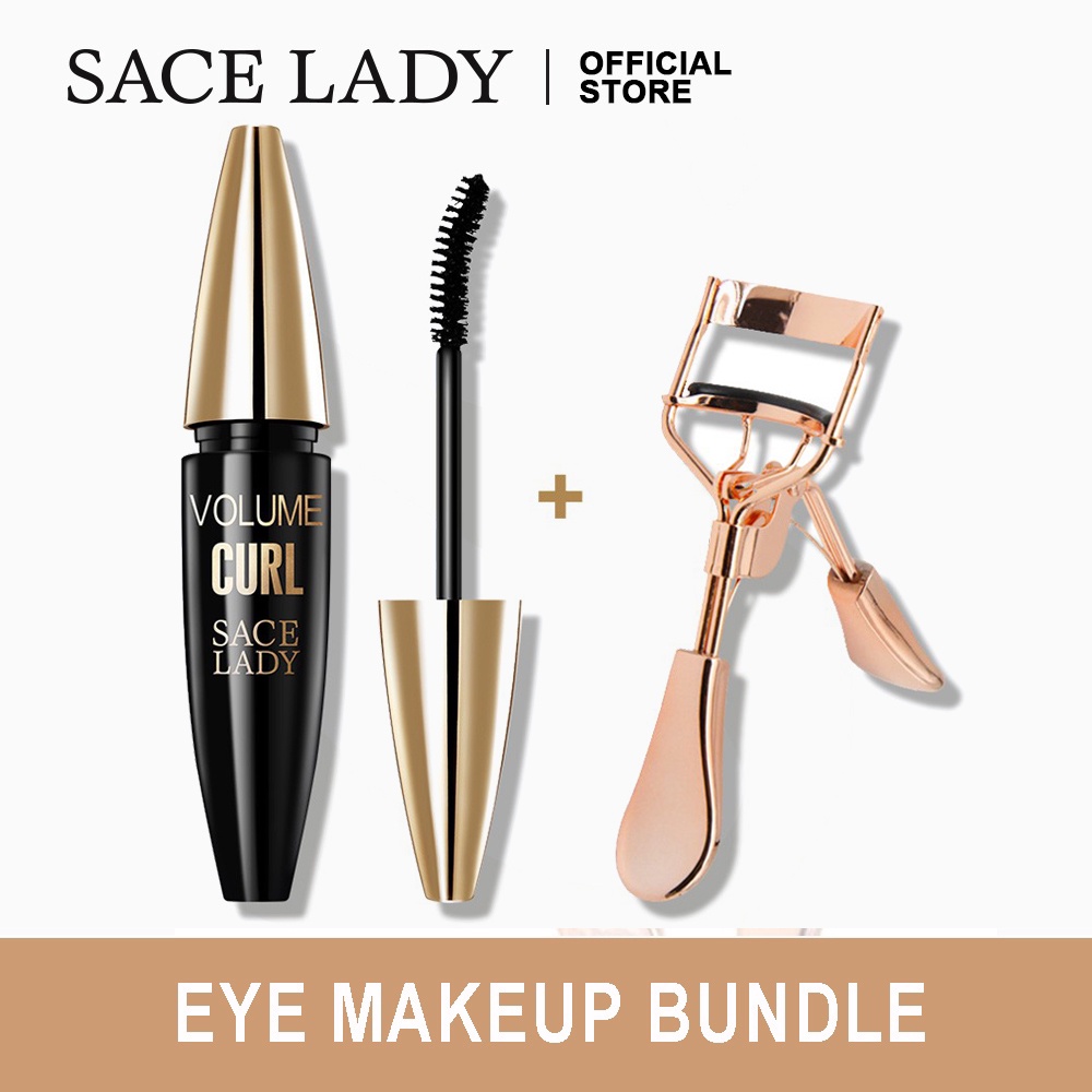 SACE LADY Waterproof Mascara Eyelash Curler + Black Thick Lengthening Eye Curling Makeup Set