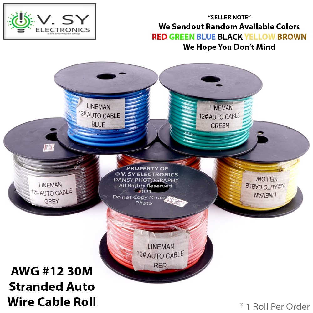 Premium AWG 12 Stranded Auto Electrical Wire Cable Cord Roll 30M 4mm