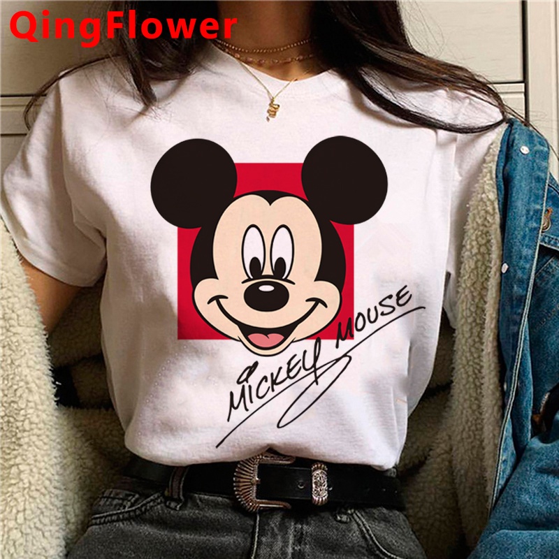 Kawaii Disney Cartoon Mickey Mouse Funny Cartoon T Shirt Women Cute ...