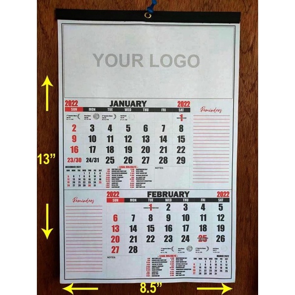 2022 COMMERCIAL WALL CALENDAR LOW MOQ (10pcs) Shopee Philippines