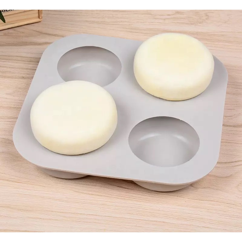 Round Silicon Molder for Soaps, Food, Craft, DIY, Bakeware 4 Cavity