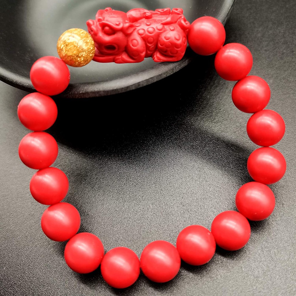 Feng Shui Amulet Bracelet Prosperity Cinnabar Bead Bracelet with Charm Red Pi Xiu/Pi Yao Attract Lucky Wealthy Bangle for Women/Men ​Beaded Bracelet Adjustable Free High-end Wooden Jewelry Box） 