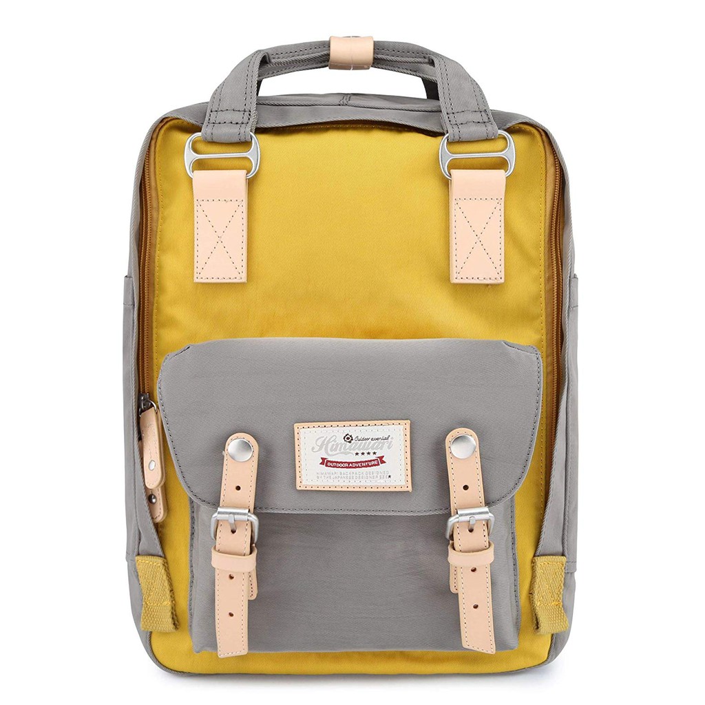 grey and yellow backpack