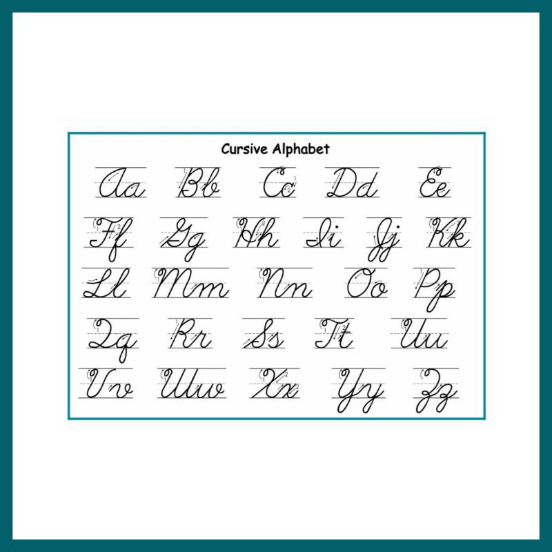 Cursive Alphabet A4 Size Laminated Educational Wall Chart for Kids ...
