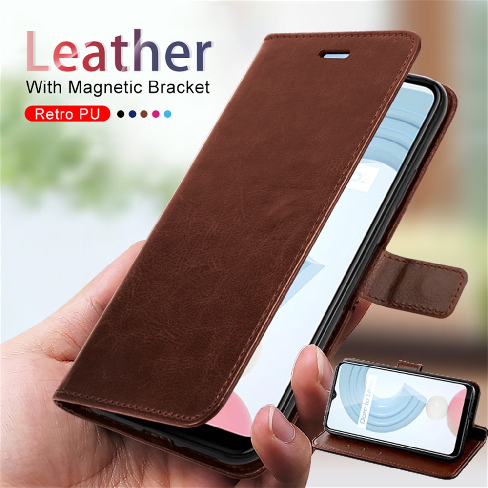Leather Flip Case For Oppo Realme C21 C20 C15 C12 Realmi