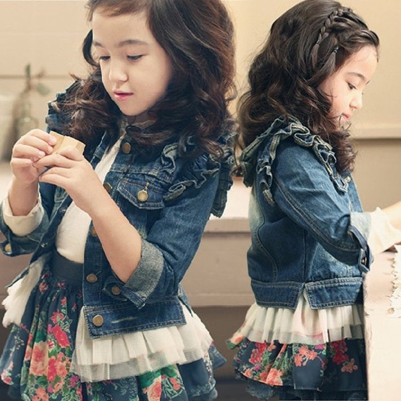 denim jacket ruffle shoulder