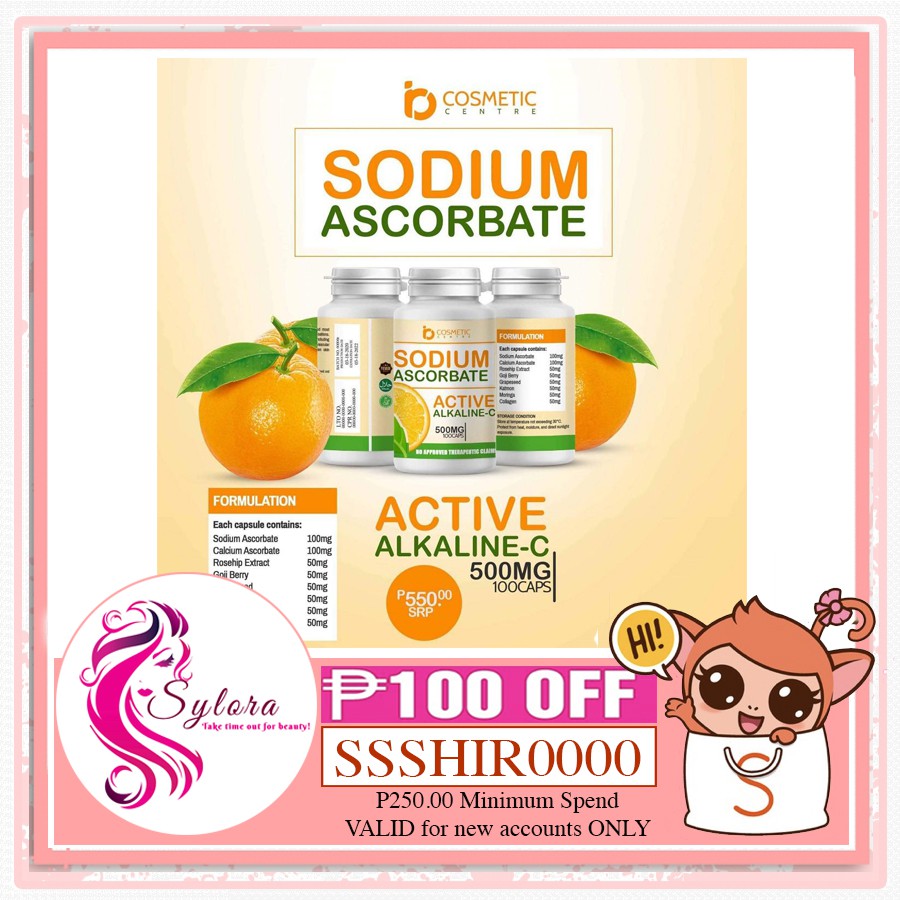 B Cosmetic Sodium Ascorbate Active Alkaline Vitamin C 500mg (FDA