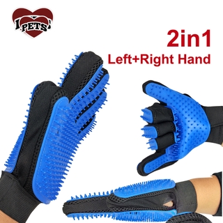 New 2In 1 left+right hand Cat Gloves Pet  Grooming Deshedding Brush Gloves Effective Cleaning Back Massage Animal Bathing Fur Hair Removal Cat Dog Combs COD
