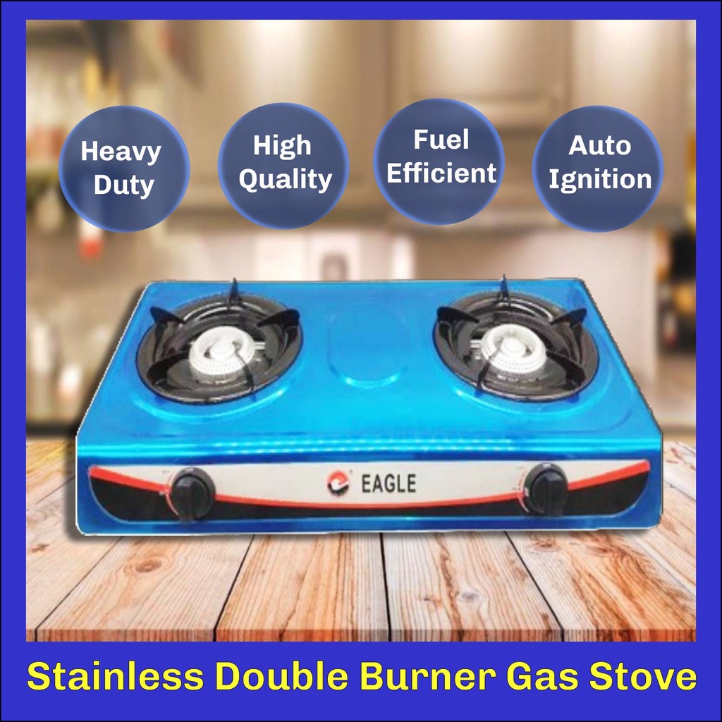 CZC Double Burner Gas Stove Stainless Body Heavy Duty Cooking Stove