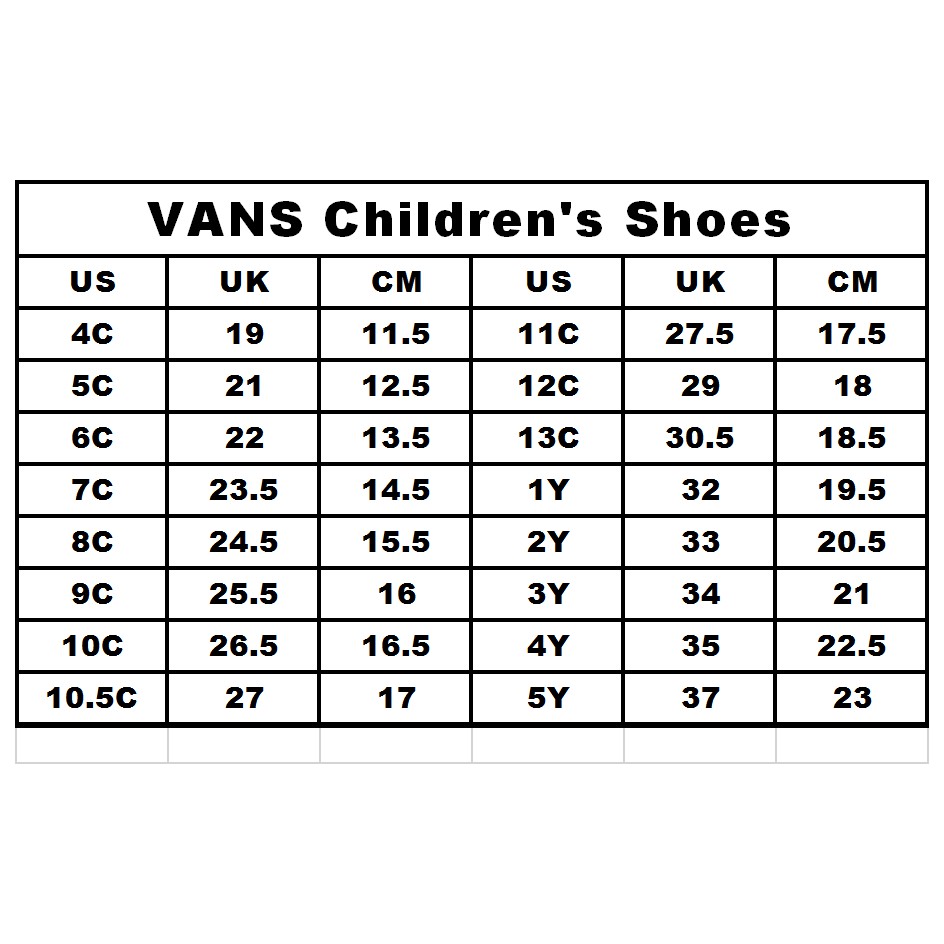 vans size 3y