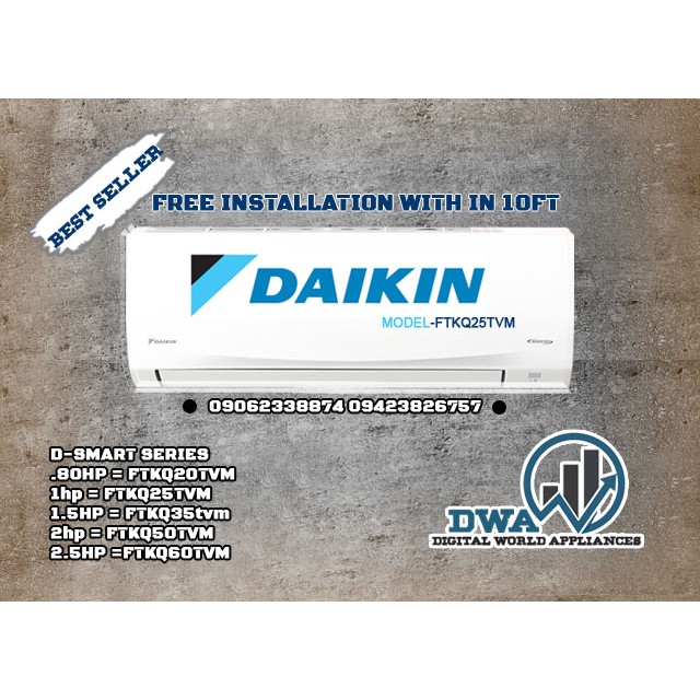 Brand new DAIKIN DSMART QUEEN SERIES 2hp split type inverter wall