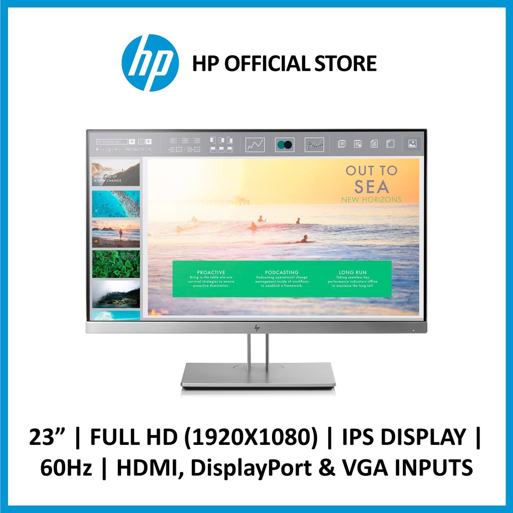 HP Elite Display E233 Monitor (23 , IPS Full HD, HDMI + VGA