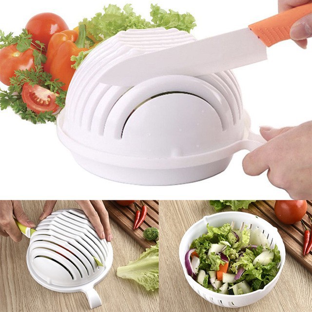 Cuenco cortador de ensalada 3 en 1, máquina de ensalada instantánea de 60  segundos, tazón para picar ensaladas y cortador de verduras, cortador de