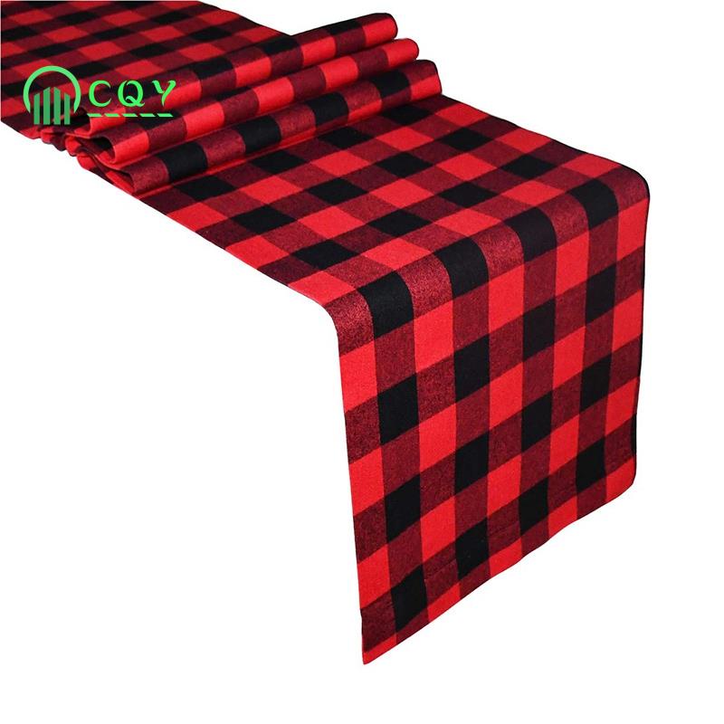 Checkered Tablecloth Cotton Black and Red Plaid Fashion Design