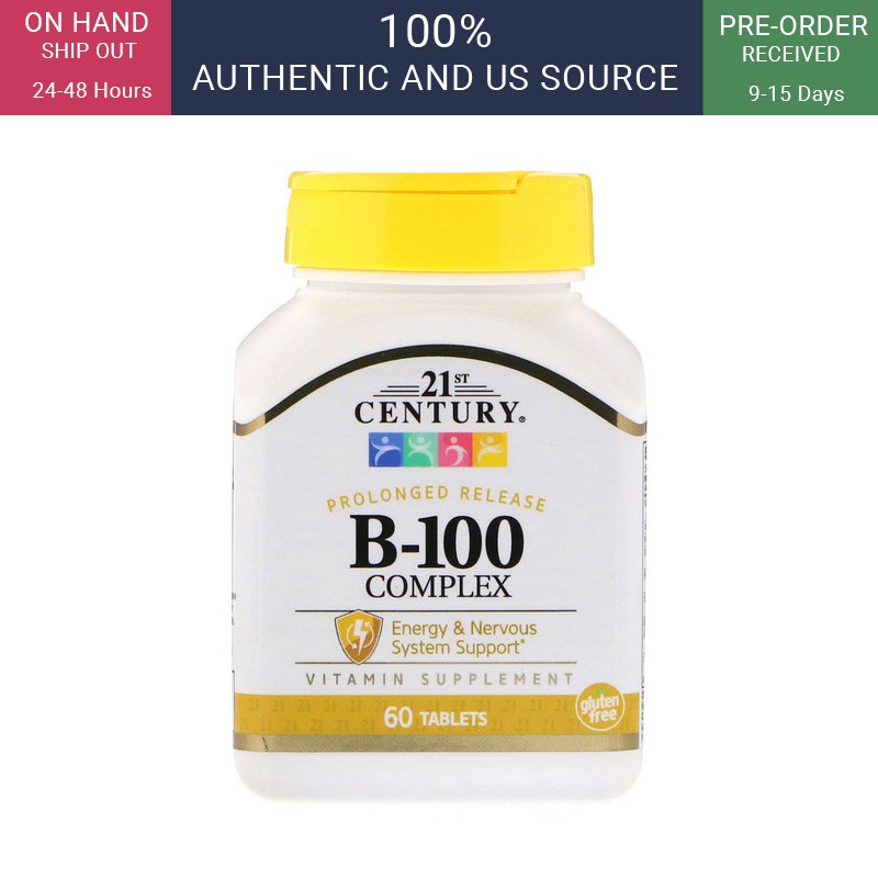 21st Century, B-100 Complex, Prolonged Release, 60 Tablets | Shopee ...