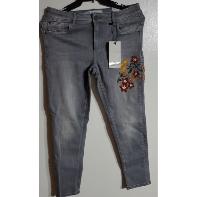 embroidered stretch jeans