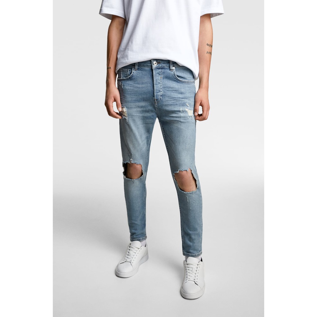 zara mens ripped skinny jeans