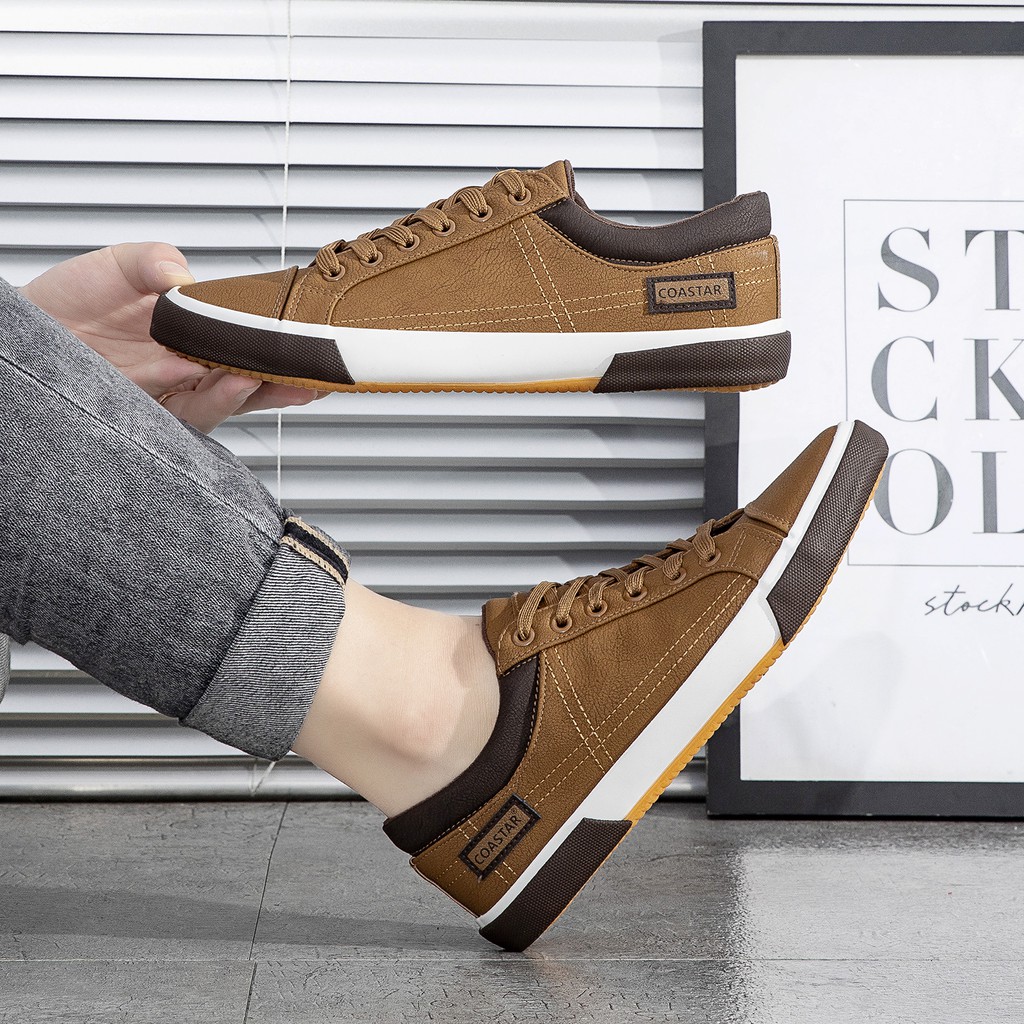COASTAR Men Shoes Leather Shoes For Men Korean Shoes Sneakers Rubber