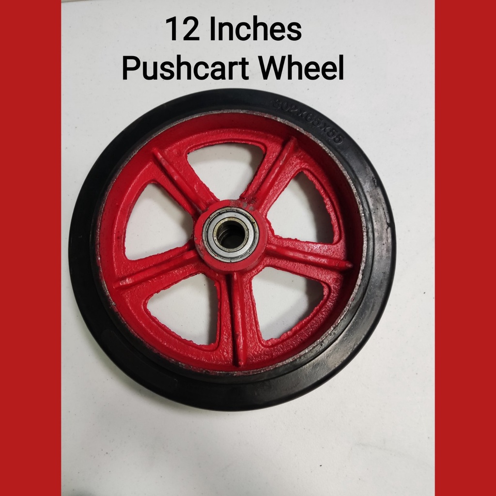 Push Cart Wheel 12" Heavy Duty Steel Body Rubber Wheel Shopee Philippines