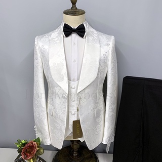 (Suit Jacket+Vest+Trousers 3-Piece Set) Men's High-End Embroidered Suit Party/Banquet/Wedding Special Costume