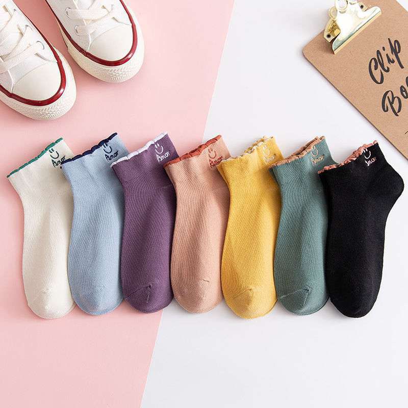 HH 10 PAIRS Korean Cute Smile Emoji Socks Breathable Iconic Ankle Socks ...