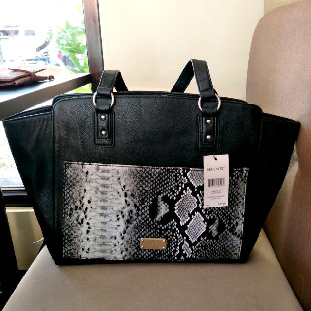 nine west black tote bag